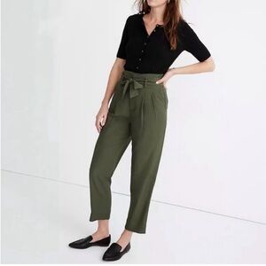Madewell Olive Drapey Paperbag Pants